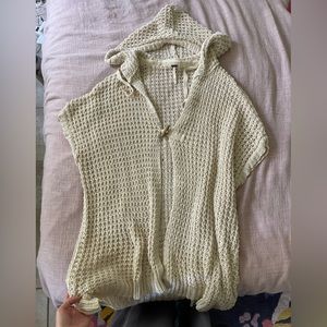 Oversized free people knit sweater over throw